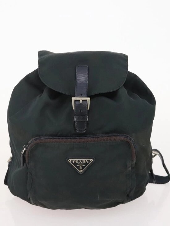 PRADA Backpack Nylon 2 Set Black Khaki Auth bs34889 main image 7